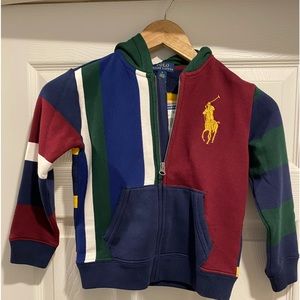 NWT BOYS' MULTI-STRIPE MULTI-COLOR FULL-ZIP HOODIE JACKET size 5